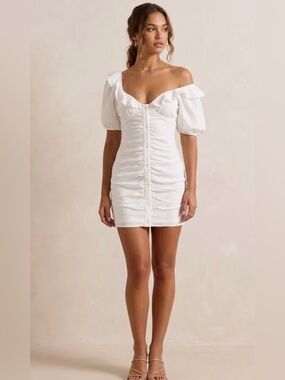 Blue Blush | Dresses | Blue Blush Cutout Ribbed Bodycon Mini Dress Ivory White Size Medium Nwt